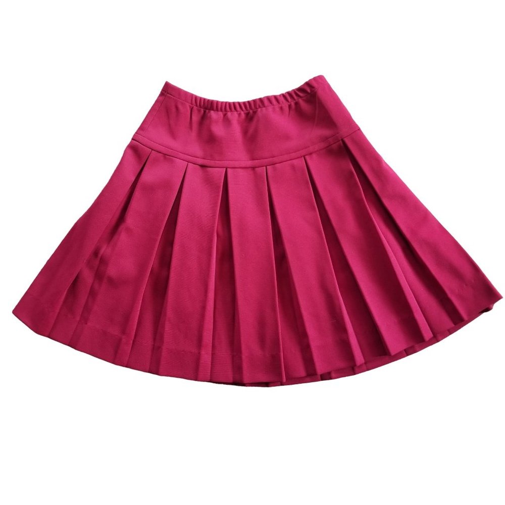 Vintage Jo Hardin 7 8 Wine Red Pleated School Girl Mini Skirt‎ A Line Flared